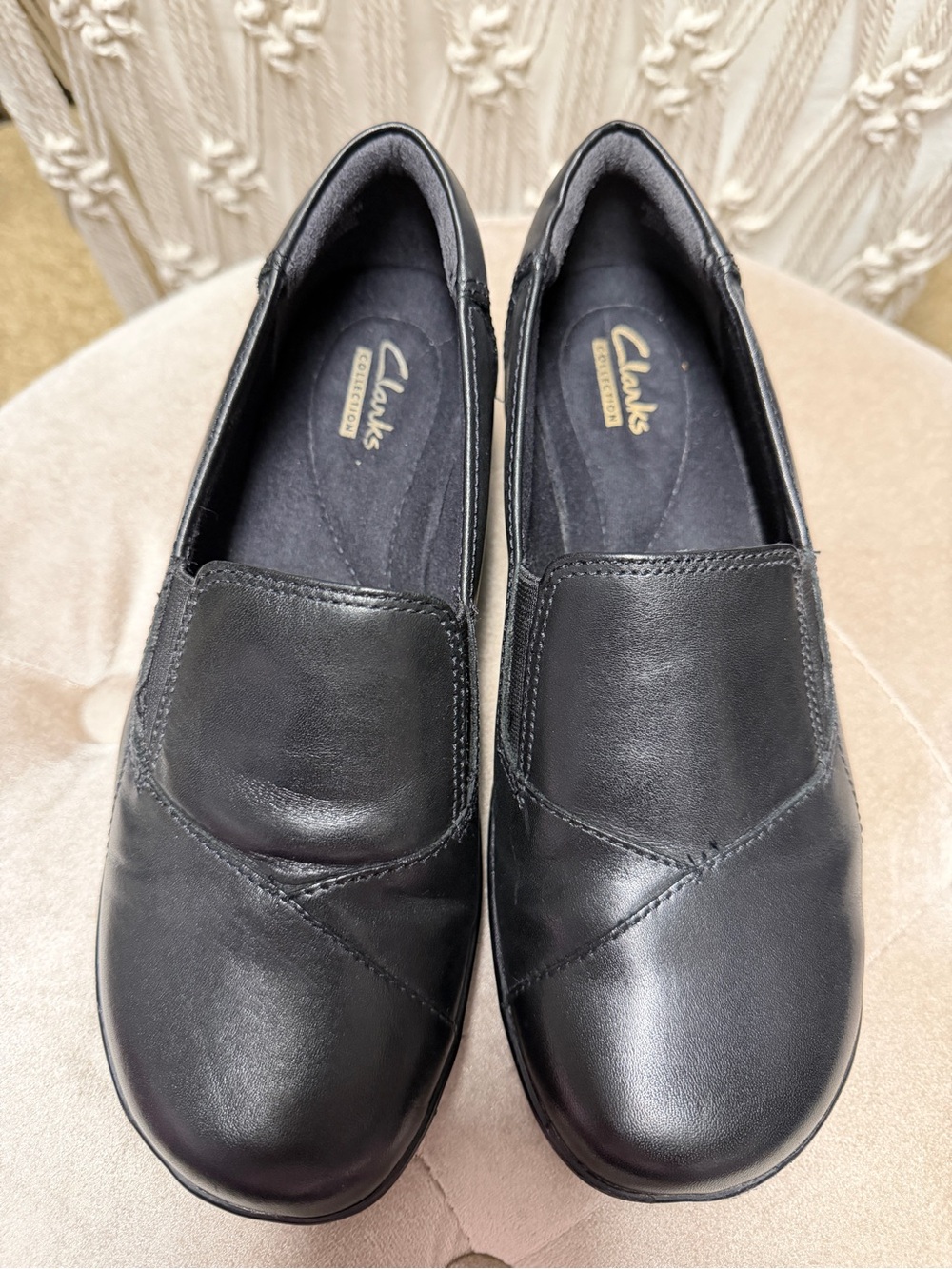 Clarks Black Leather Slip-On Comfort Loafers